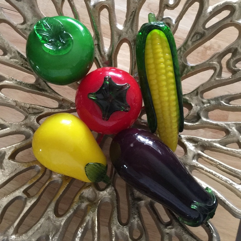 Blown glass fruit and vegetables